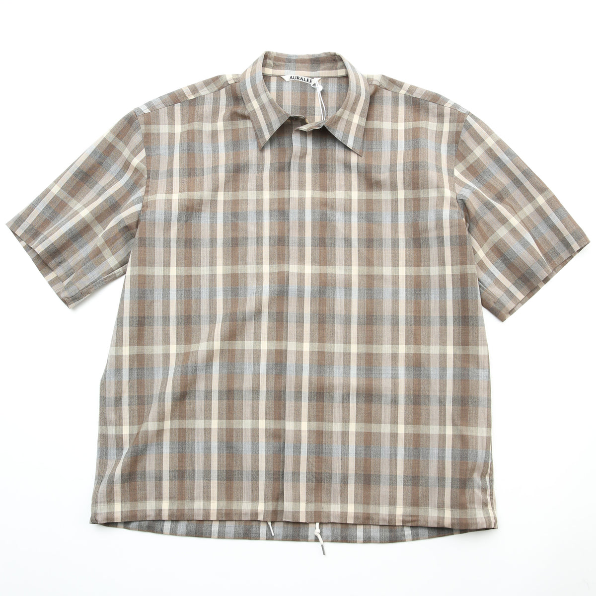 Auralee Super Fine Tropical Wool Check Half-Sleeved Shirt - Top 