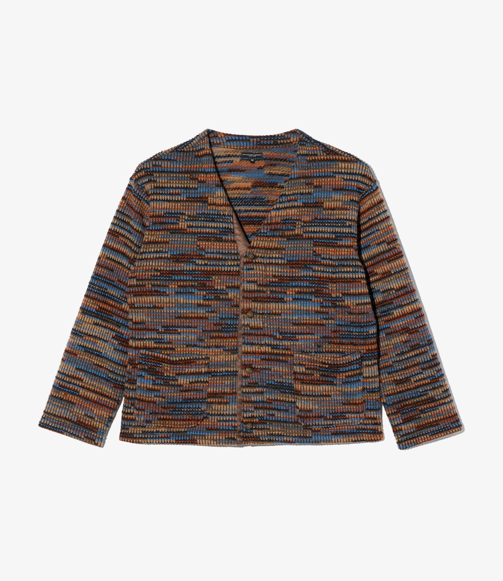 Engineered Garments Knit Cardigan - Blue/Orange Wool Poly Sweater