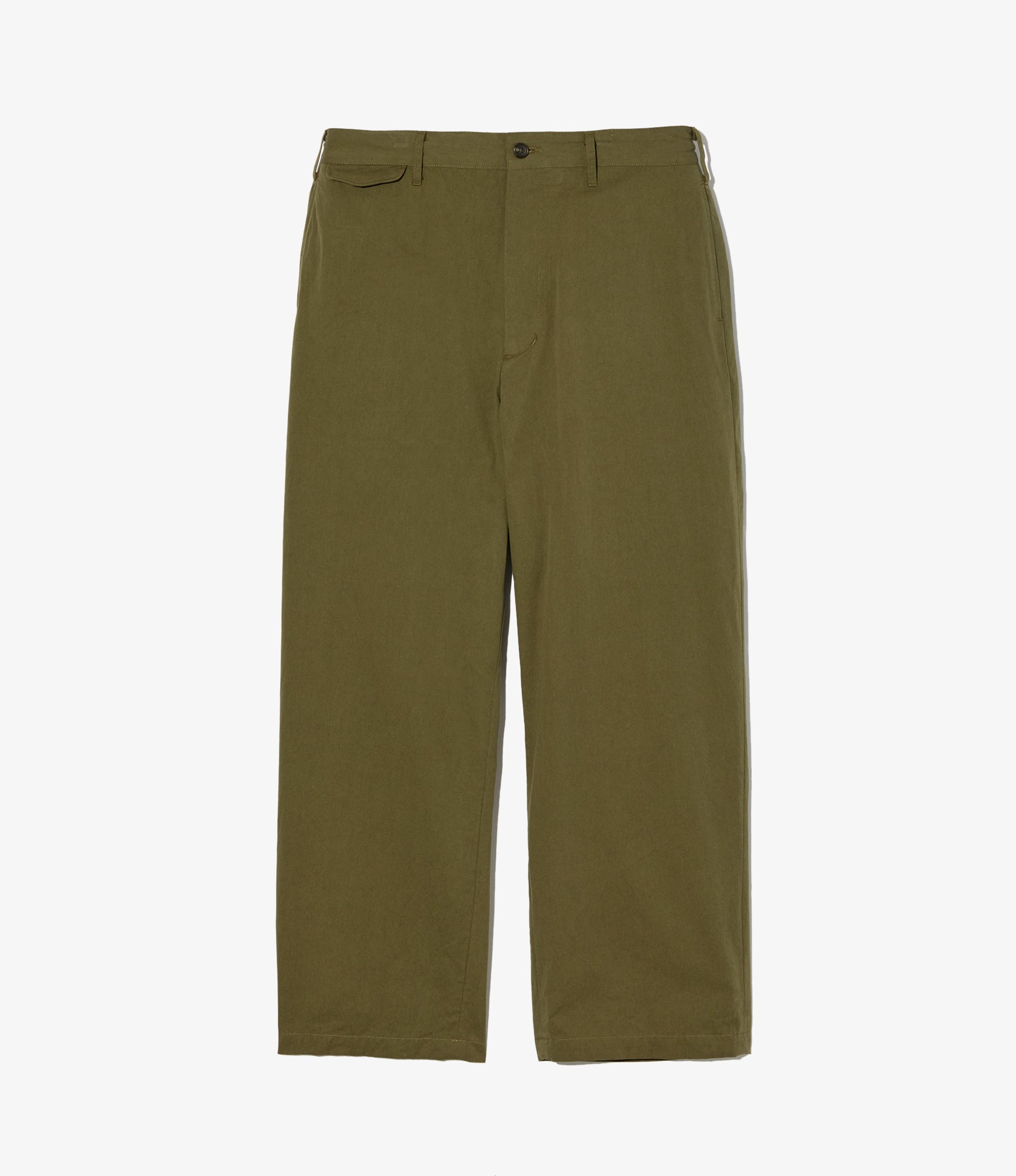 Engineered Garments Officer Pant - Olive Cotton Sanded Cloth