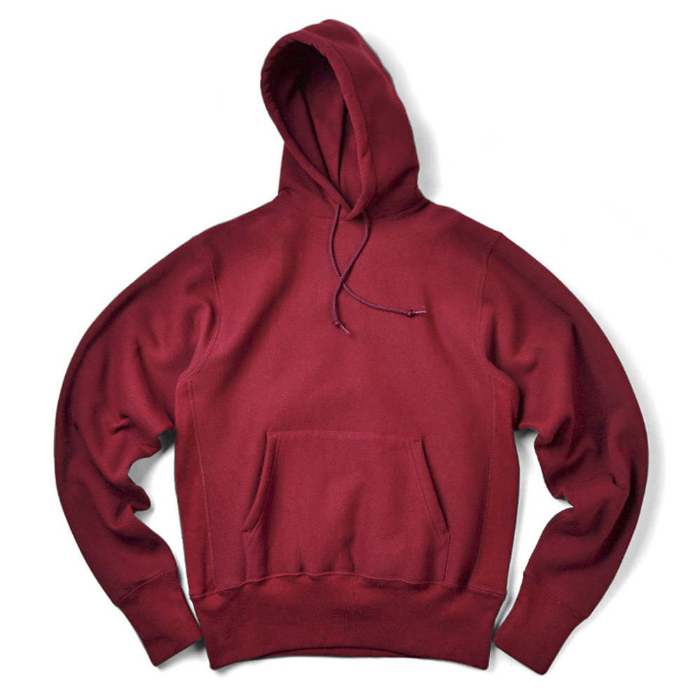 Camber #232 Cross Knit Heavyweight Pullover Hooded Sweatshirt Burgun