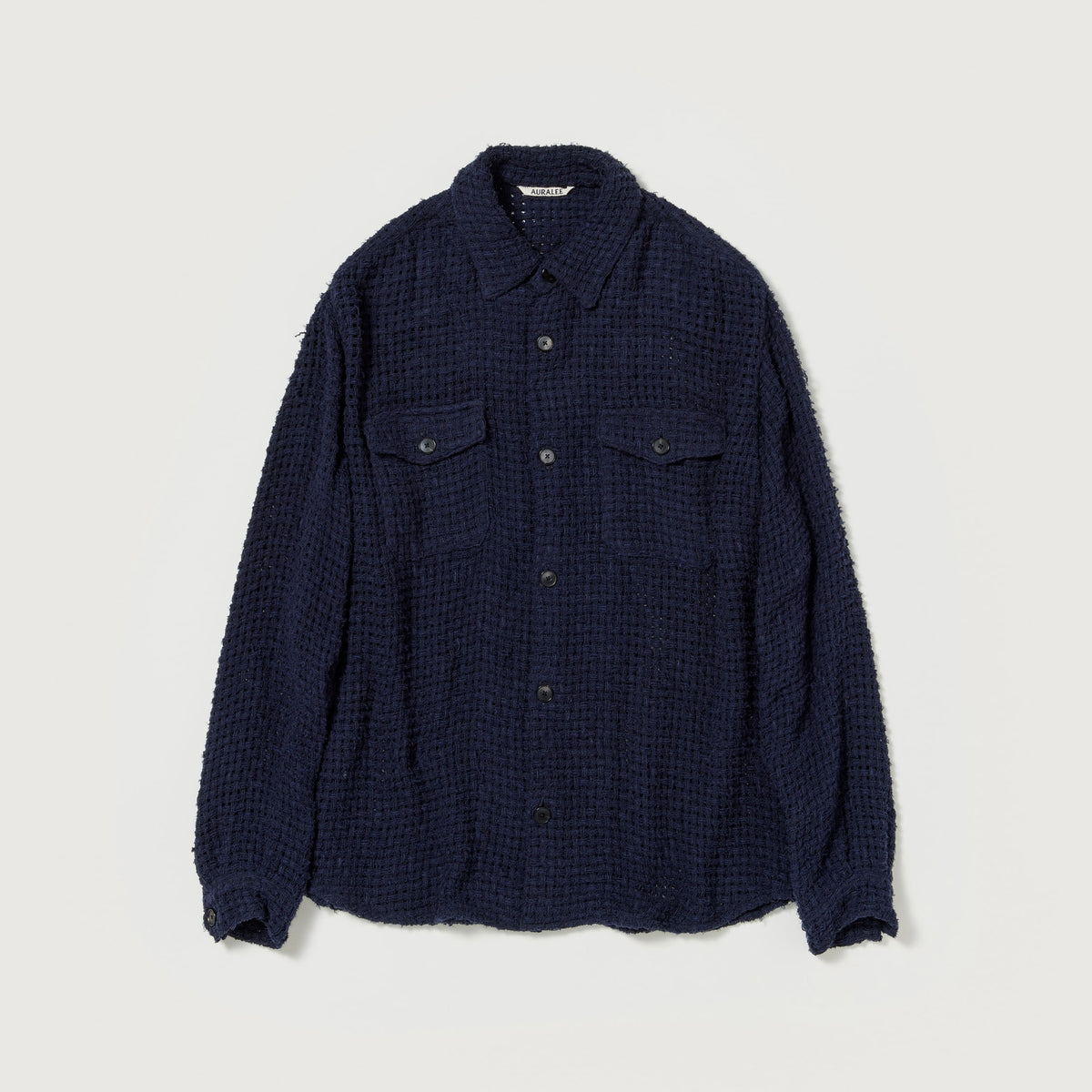 Auralee HOMESPUN SUMMER TWEED MESH SHIRT - Navy – Totem Brand Co