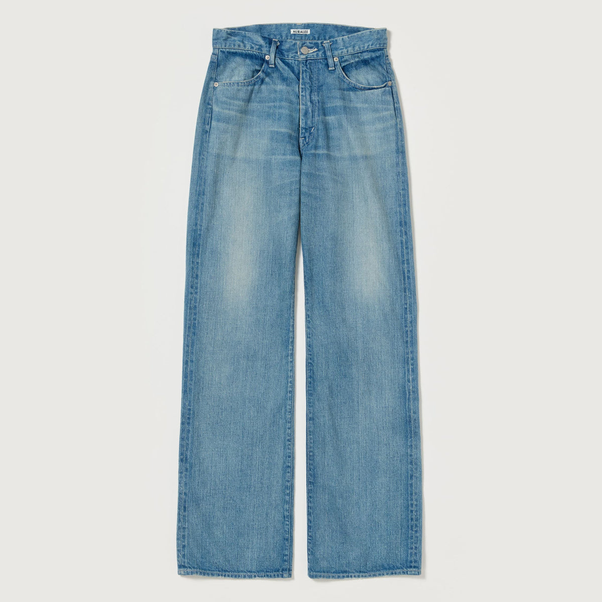 AURALEE Selvedge Faded Light Denim Wide Pants - LIGHT INDIGO 