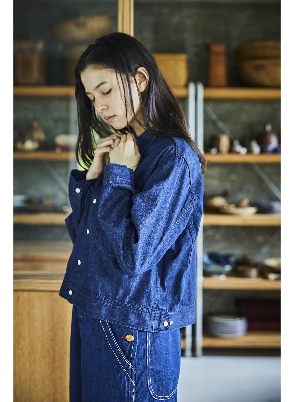 orSlow オアスロウ スタジャン ORSLW 71 ネイビー orSlow Women's Short Western Shirt Jacket - One Wash – Totem Brand Co.