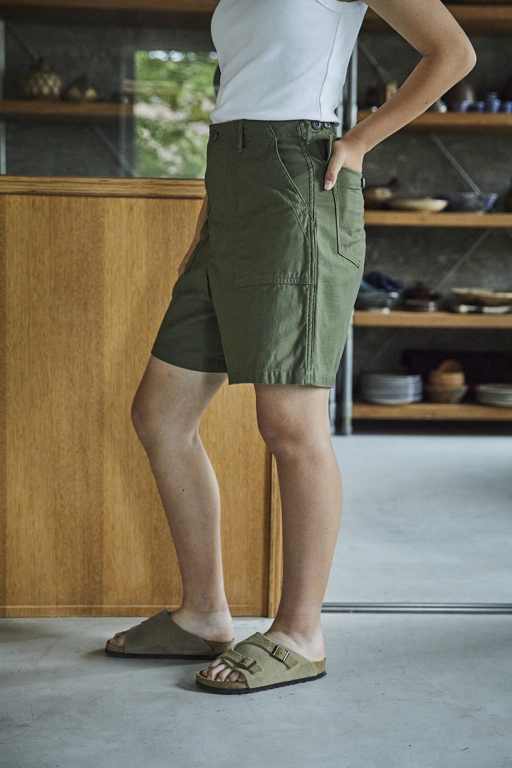orSlow Women's Fatigue Short Pants - Dark Olive – Totem Brand Co.