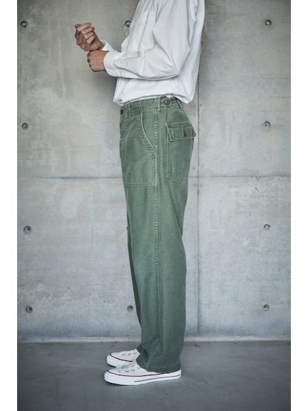 orSlow U.S Army Fatigue Pants Used Wash (Regular Fit) - Used Green