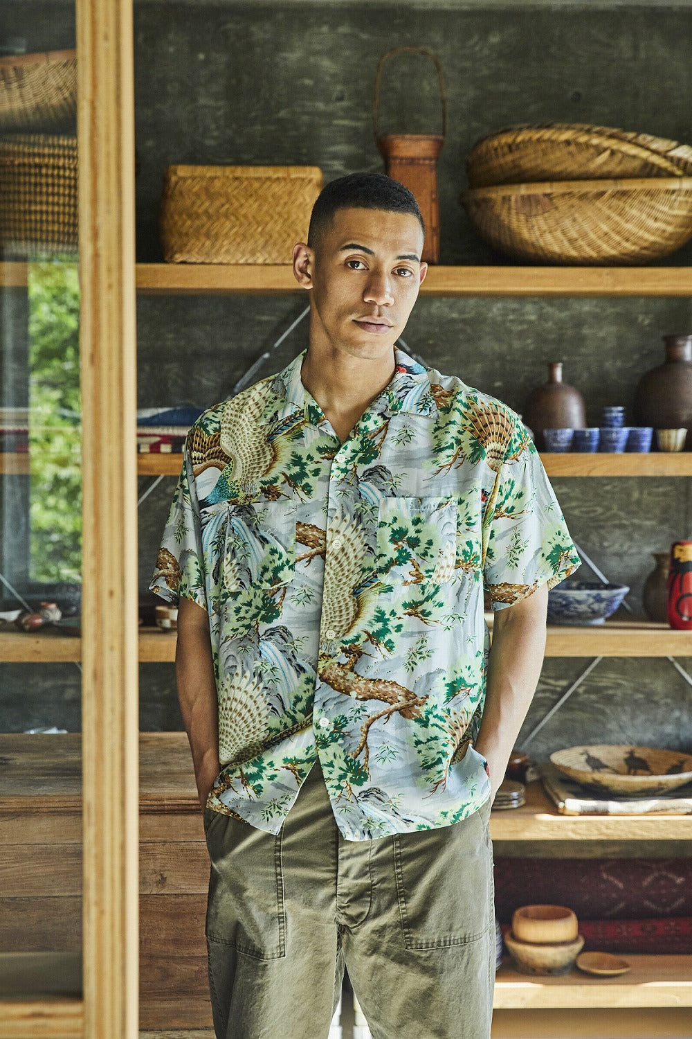 orSlow - Peacock Garden Hawaiian Shirt (Green 16) – Totem Brand Co.