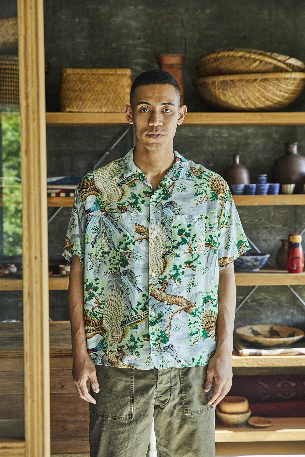 【新品】オアスロウ orSlow HAWAIIAN SHIRT サイズ2 orSlow - Peacock Garden Hawaiian Shirt (Green 16) – Totem Brand Co.