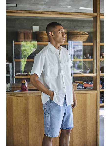 orSlow Short Sleeve Chambray Work Shirt - White – Totem Brand Co.
