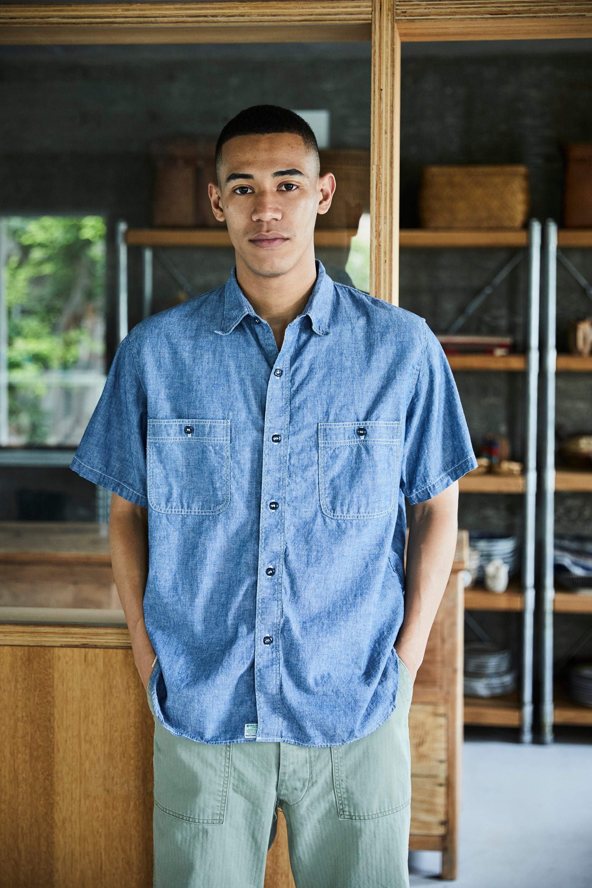 orSlow Short Sleeve Chambray Work Shirt - Chambray – Totem Brand Co.