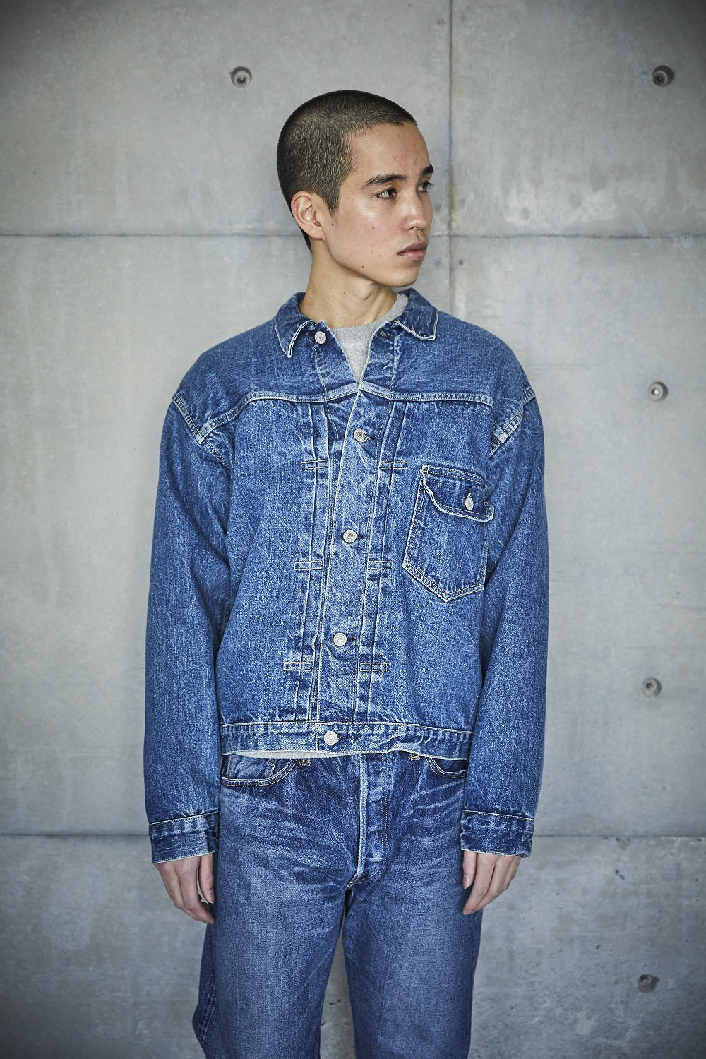 ジャケット・アウター orSlow TYPE1 PLEATED FRONT DENIM BLOUSE orSlow Type 1 Pleated Front Blouse Used Wash - 2 Year Wash – Totem