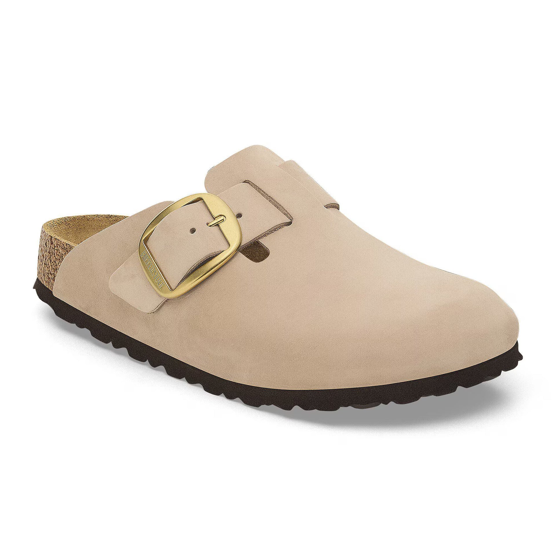Birkenstock Boston ベージュサンダル 26.5/41 Birkenstock Boston Big Buckle Nubuck Leather Narrow - Sandcastle