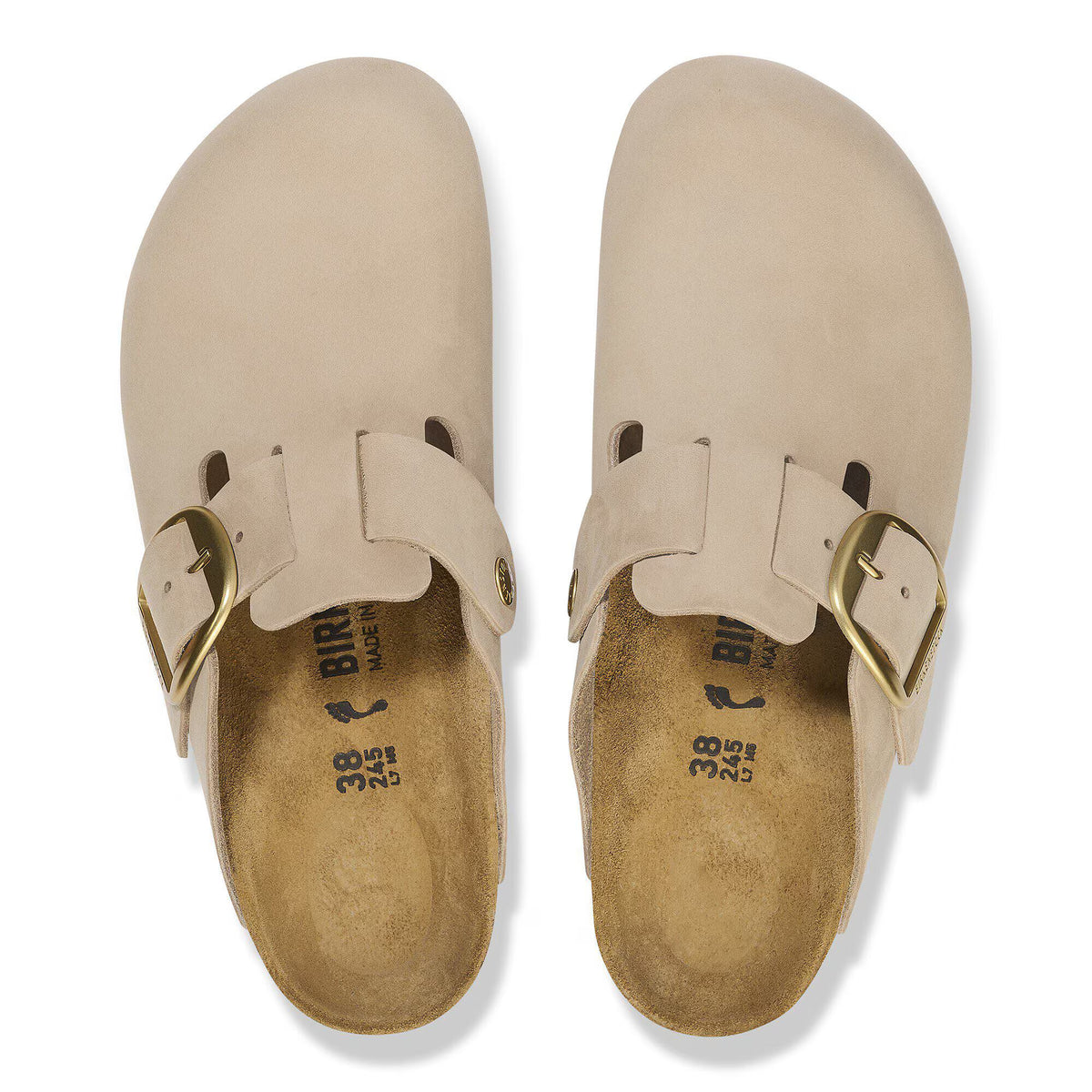 Birkenstock Boston ベージュサンダル 26.5/41 Birkenstock Boston Big Buckle Nubuck Leather Narrow - Sandcastle