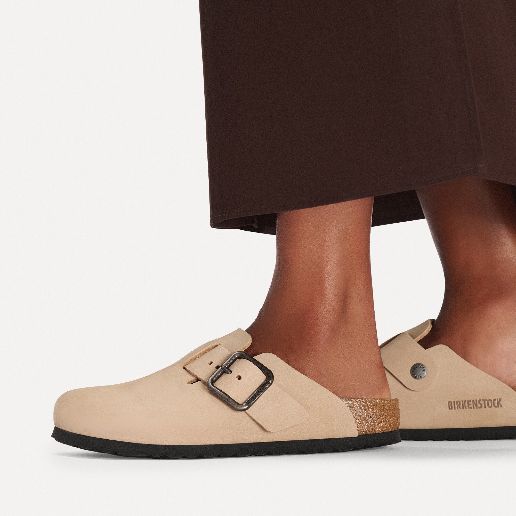 Birkenstock Boston Wire Buckle Nubuck Leather Regular - Sandcastle