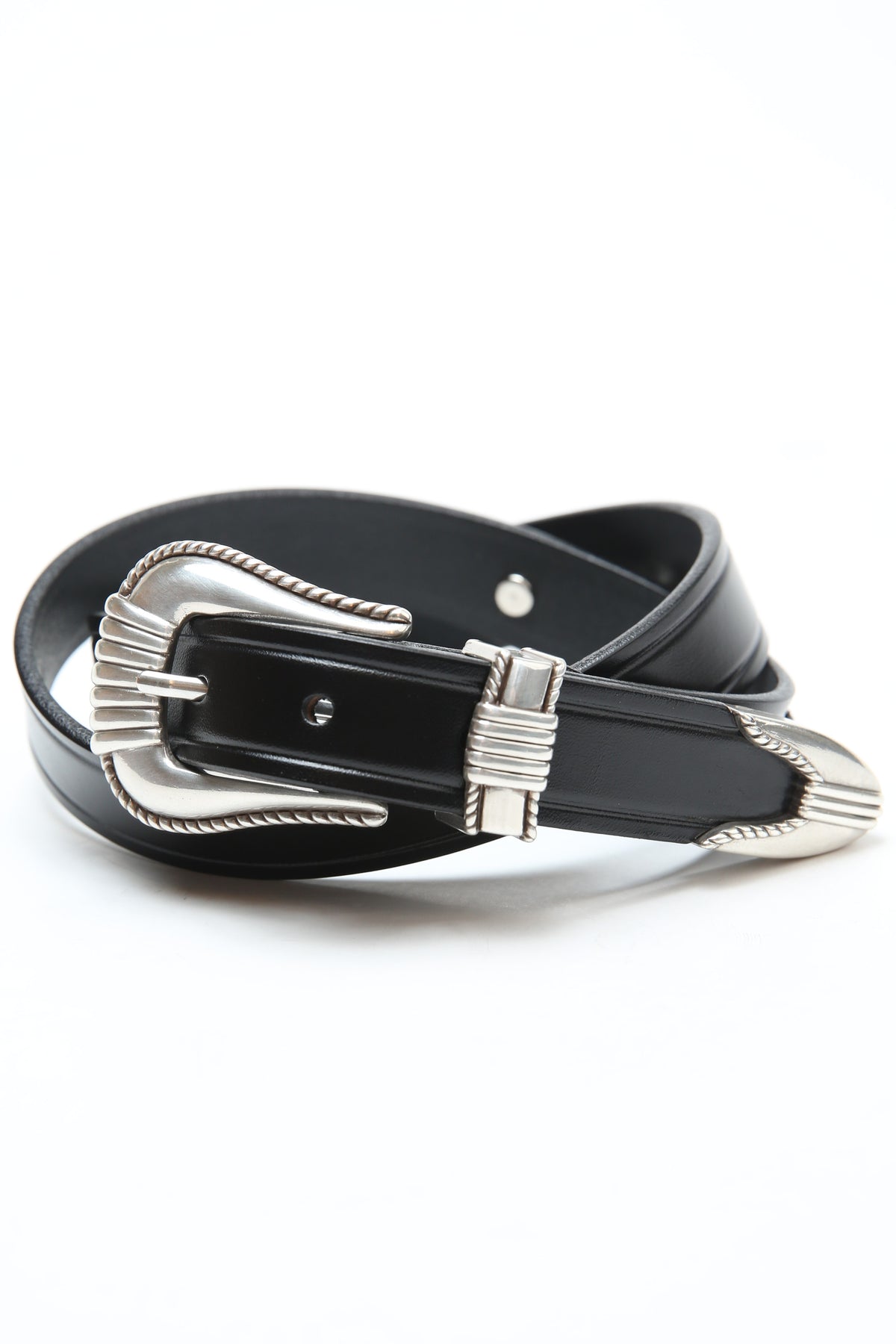 Tory English Bridle Leather Belt With Silver Tone Buckle & Accents Size 26 Tory Leather 1 main image 4