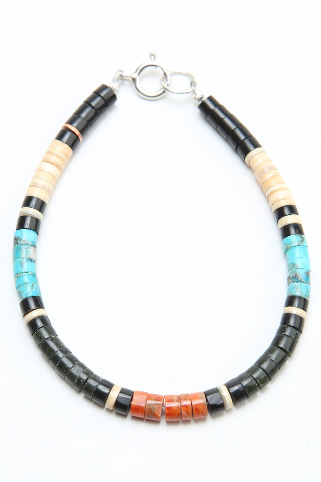 Multicolor Heishi Bracelet by Gerard & Mary Calabaza - Dark Green Serpentine - Socorro, NM