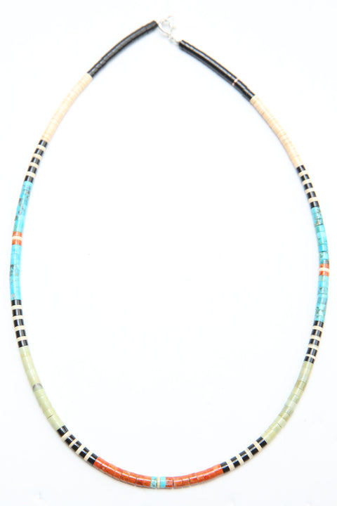 Multicolor Heishi Necklace by Gerard & Mary Calabaza - Light Yellow: Butterstone - Africa
