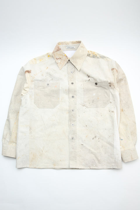Carter Young  Re-Work Overshirt - Cream w/ Multi Paint