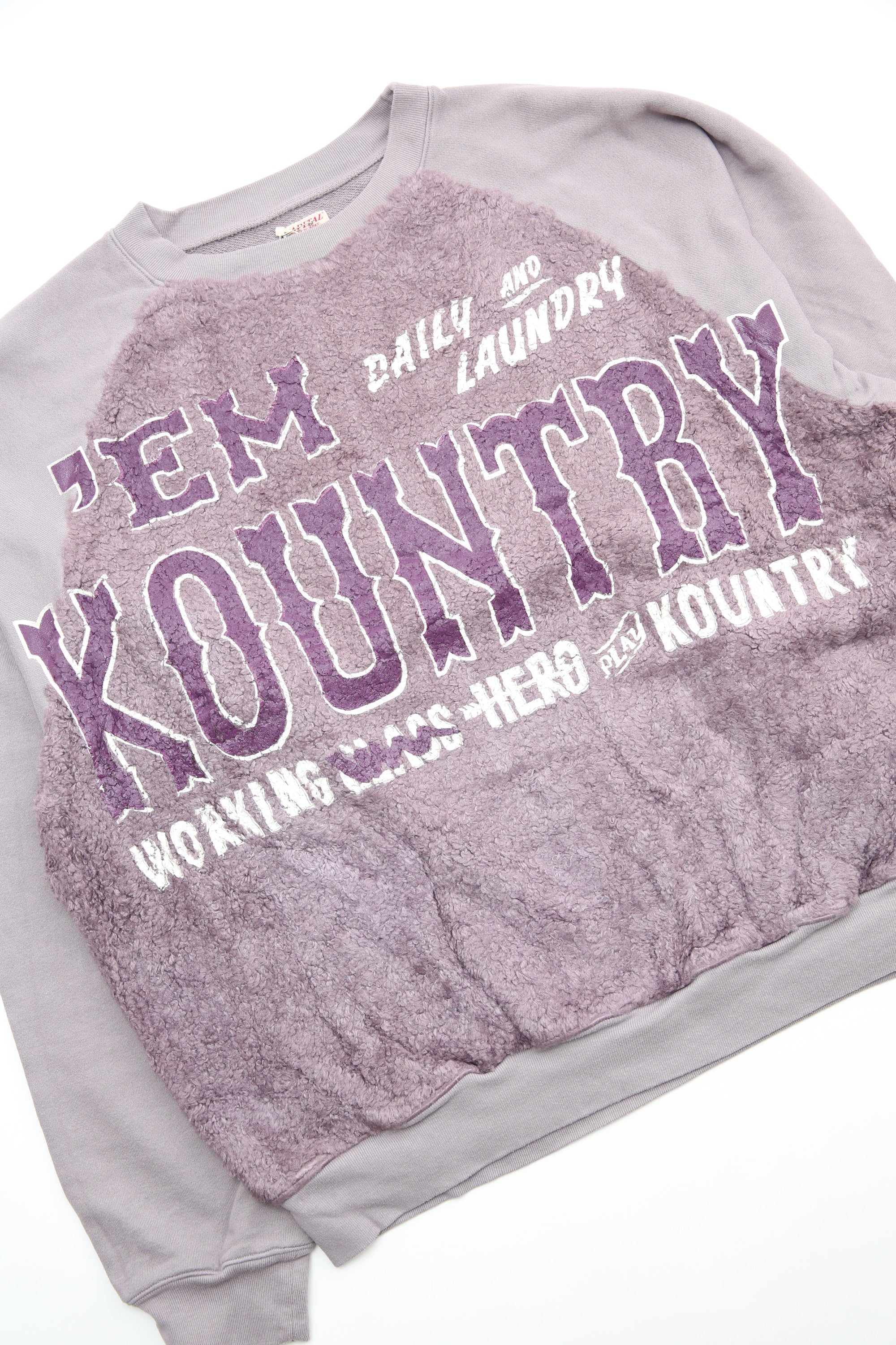 Kapital 30/ -SWT Knit x Fur Grizzly Crewneck ('EM KOUNTRY) - Light