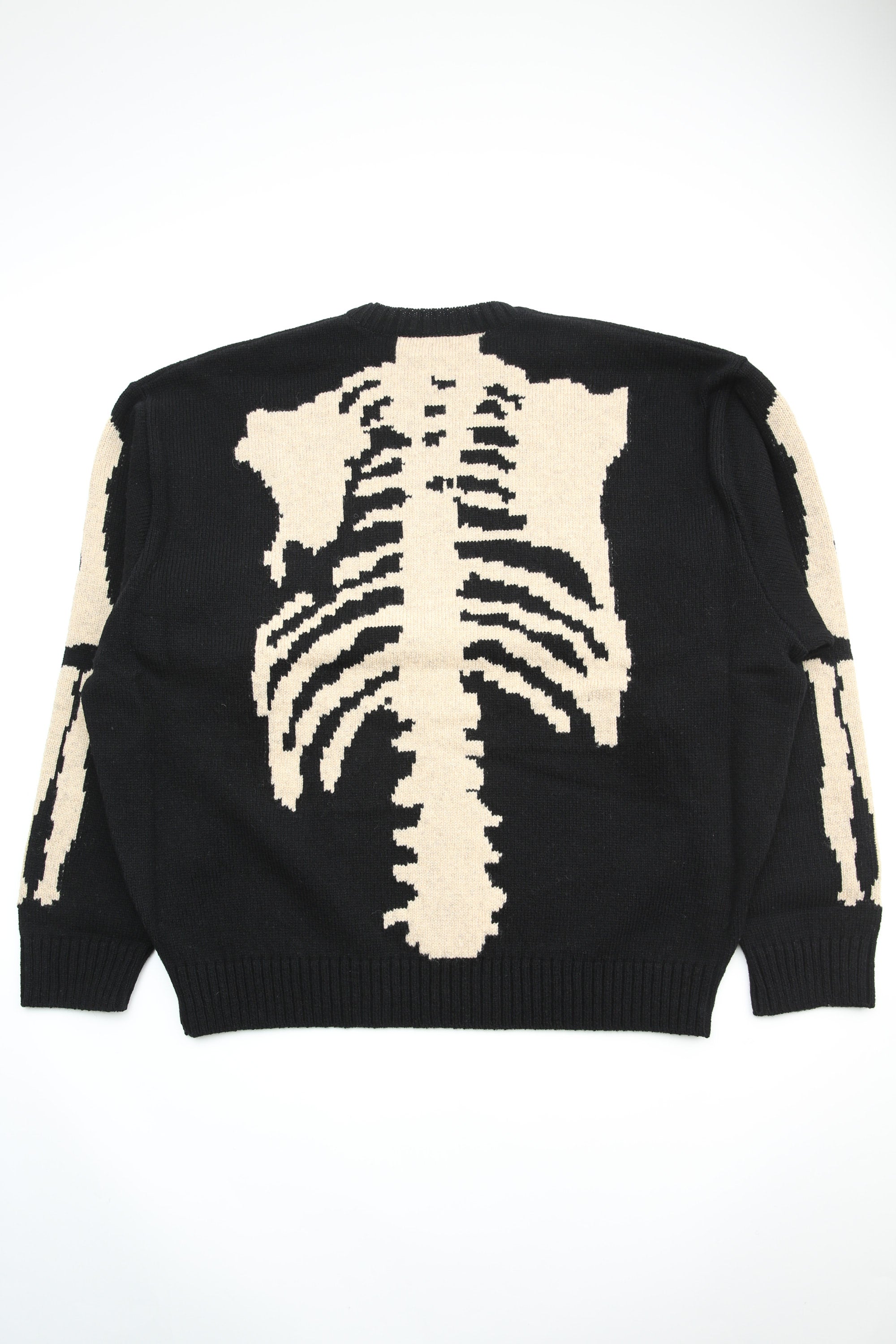 Kapital 5G Wool Knit BONE Crew Sweater - Black - 3