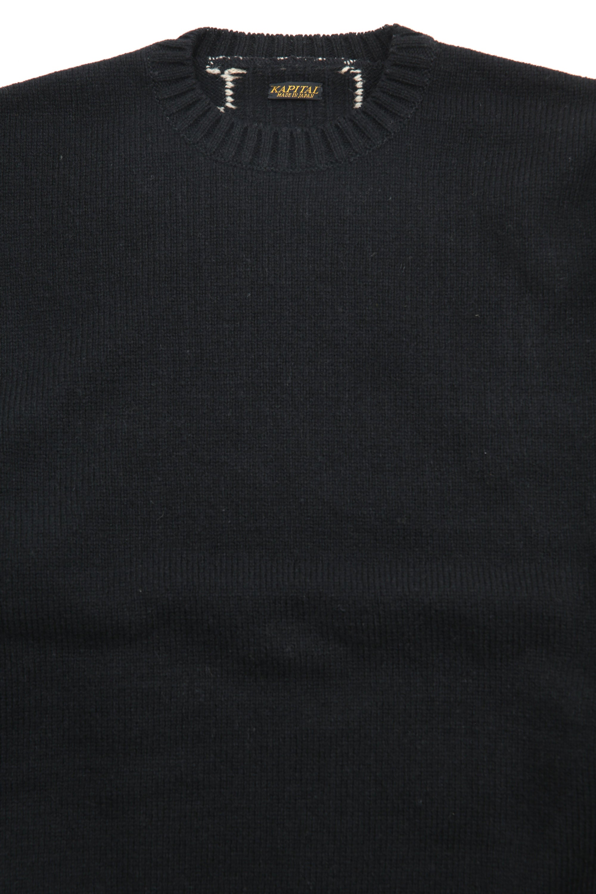 Kapital 5G Wool Knit BONE Crew Sweater - Black – Totem Brand Co.