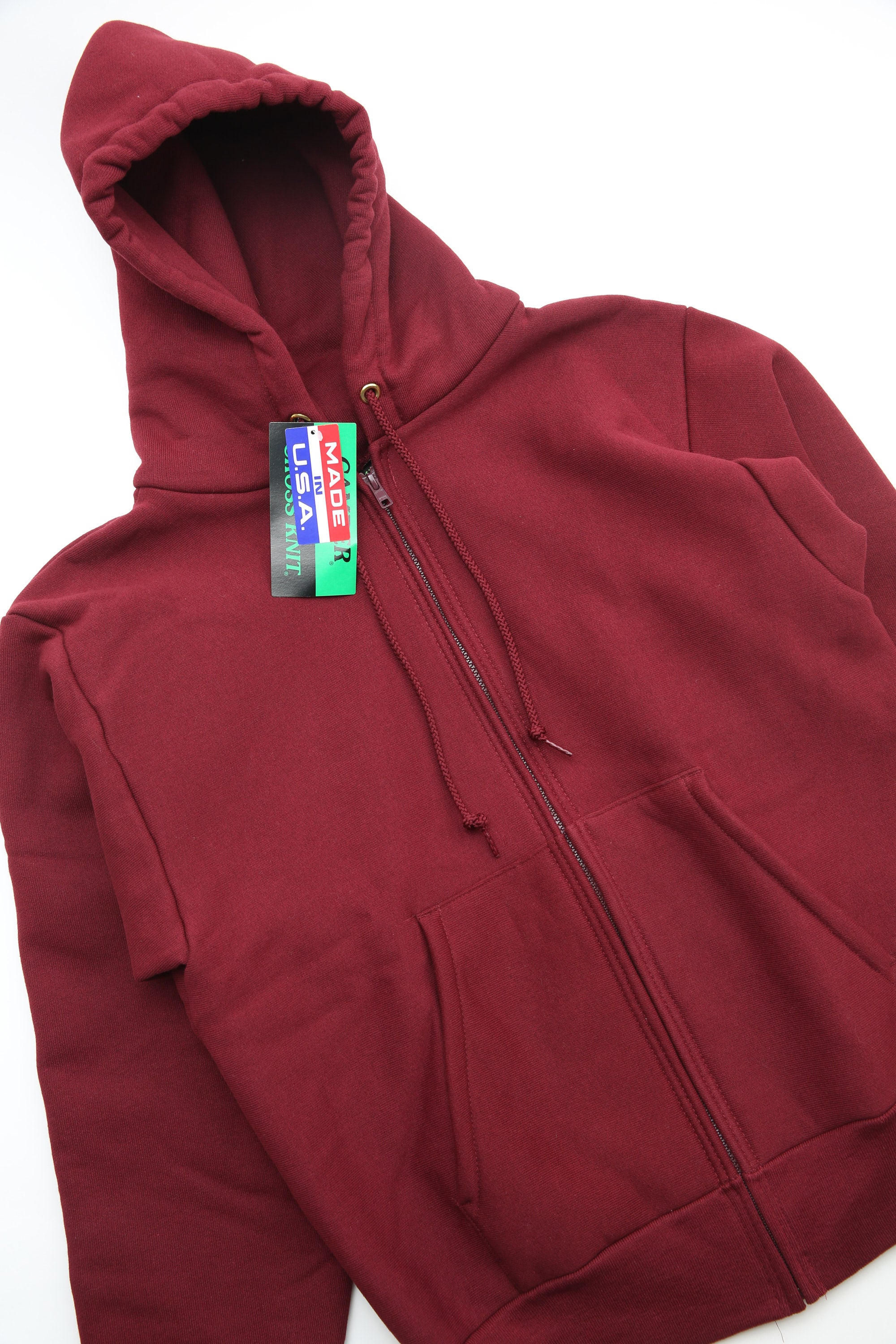 Camber #231 12oz Heavyweight Cross Knit Zippered Hoodie - Burgundy