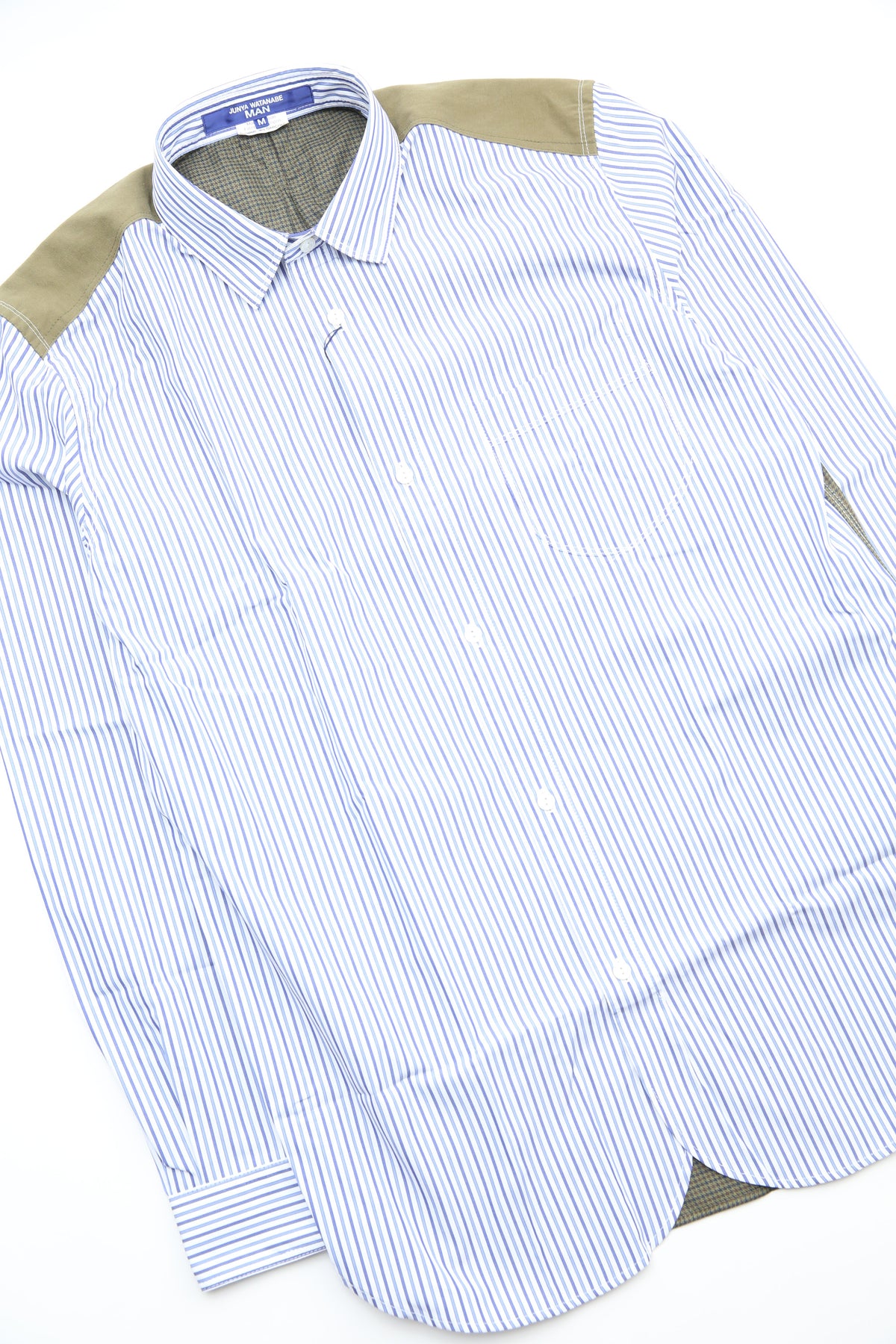 Junya Watanabe MAN Shirt - Blue Stripe / Olive Plaid – Totem Brand Co