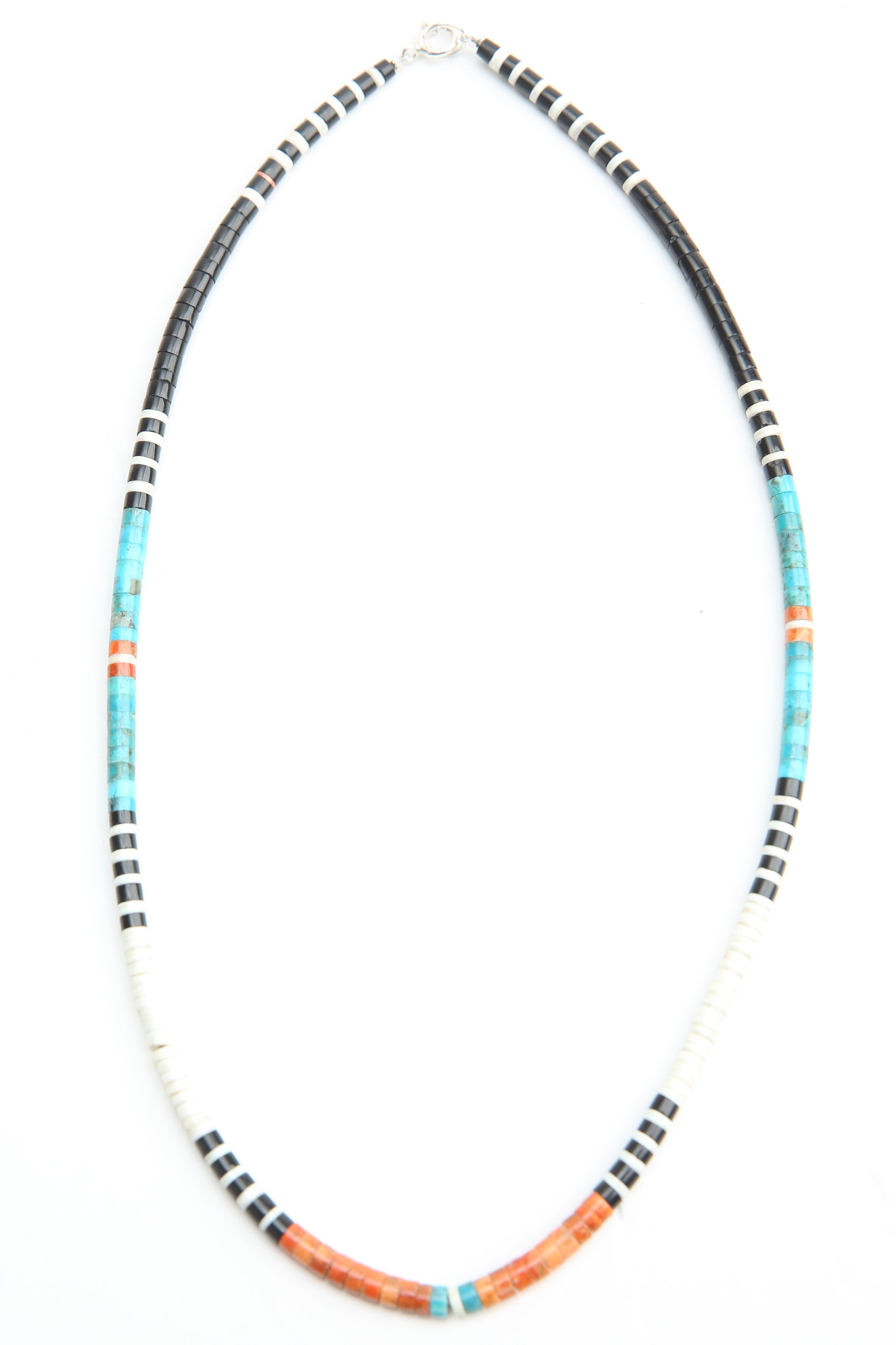 Multicolor Heishi Necklace by Gerard & Mary Calabaza - White Clam