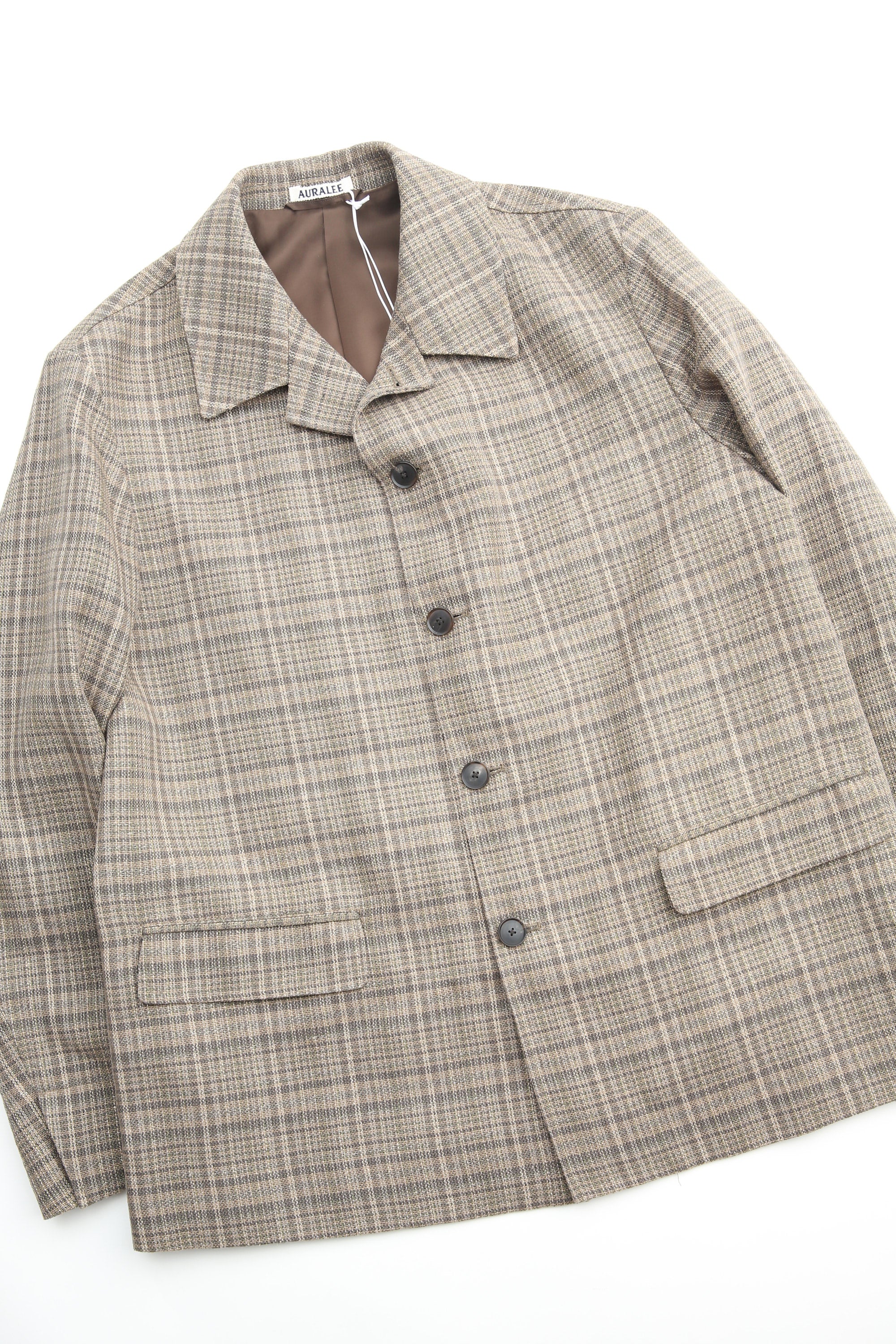 Auralee Silk Linen Nep Check Jacket - Dark Brown Check – Totem
