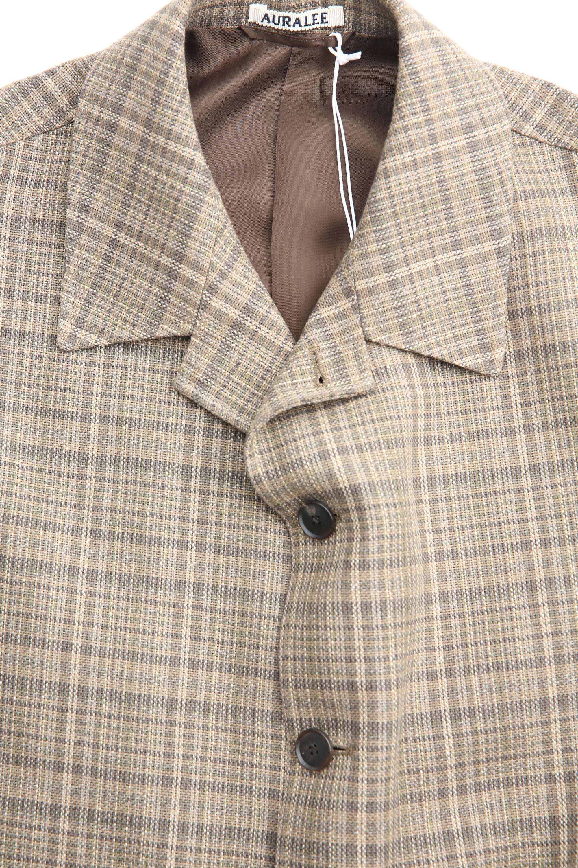 Auralee Silk Linen Nep Check Jacket - Dark Brown Check – Totem