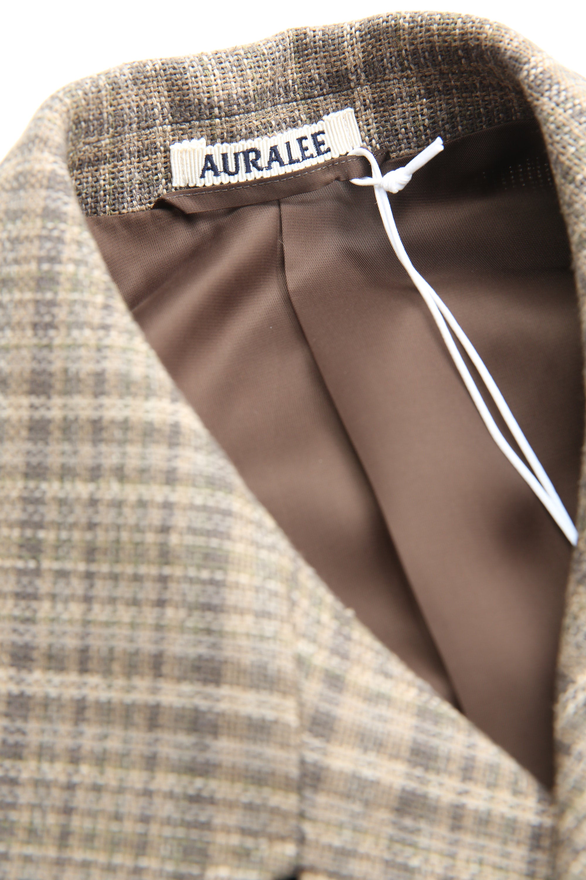 Auralee Silk Linen Nep Check Jacket - Dark Brown Check – Totem