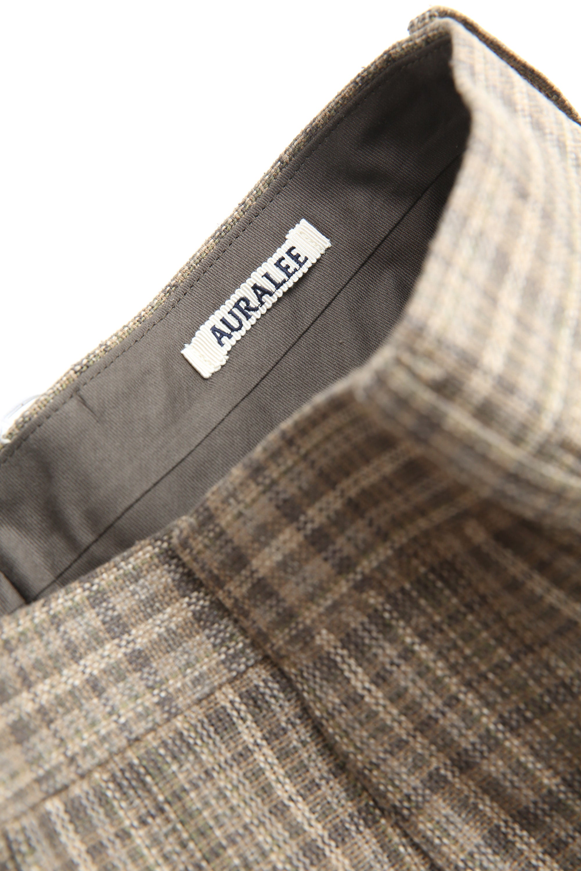 Auralee Silk Linen Nep Check Slacks - Dark Brown Check – Totem