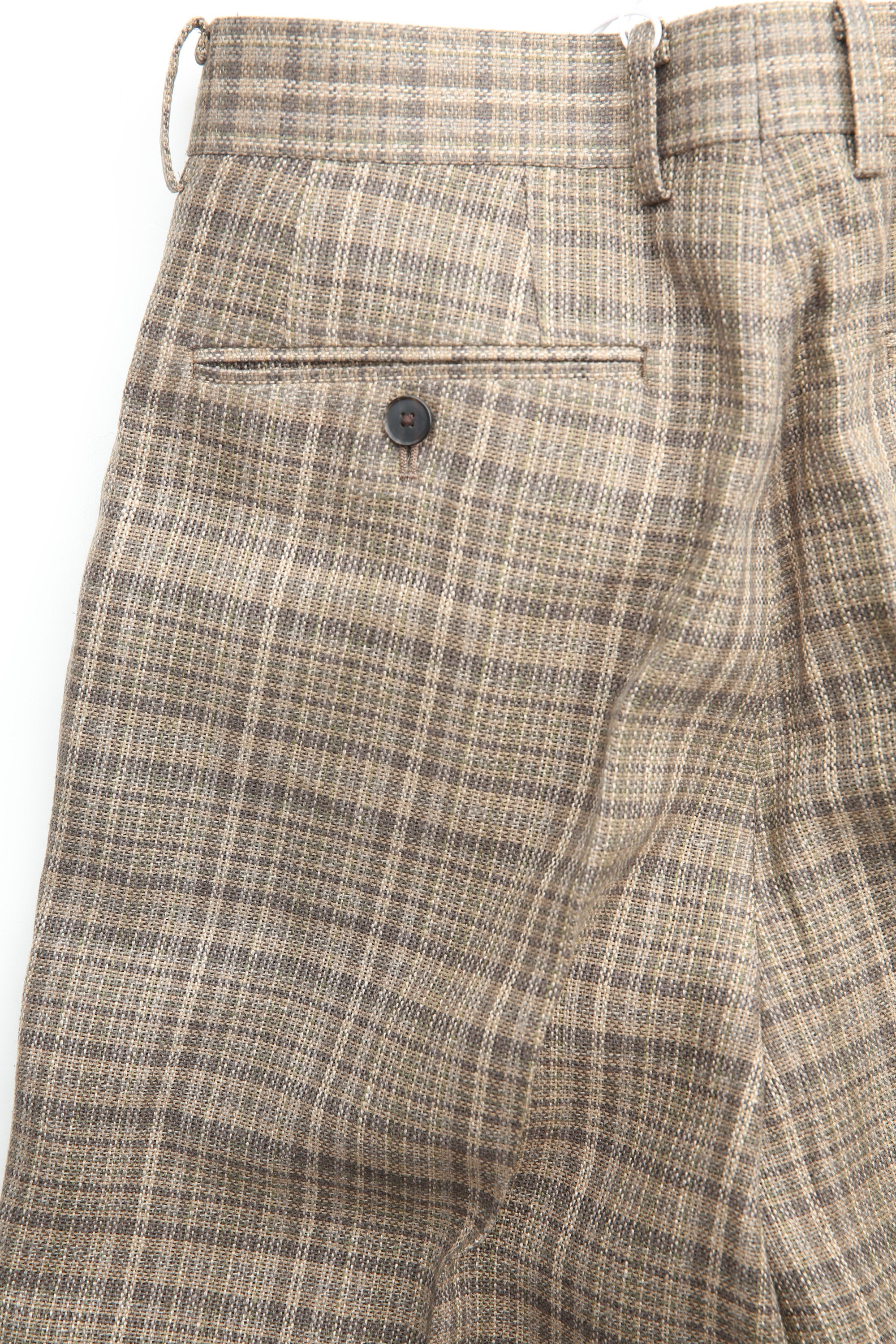 Auralee Silk Linen Nep Check Slacks - Dark Brown Check – Totem
