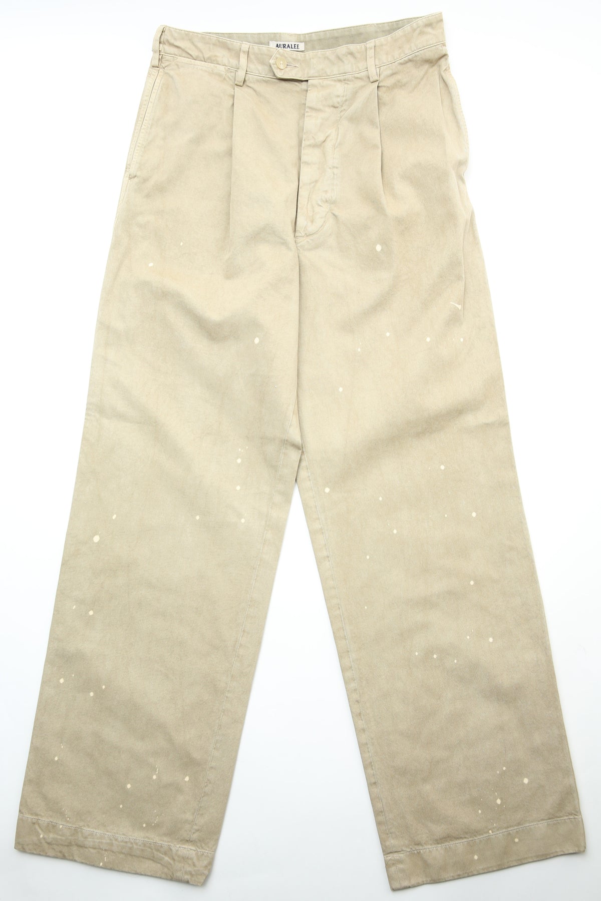 Auralee Garment-Dyed Finx Light Chino One-Tuck Wide Pants - Beige 