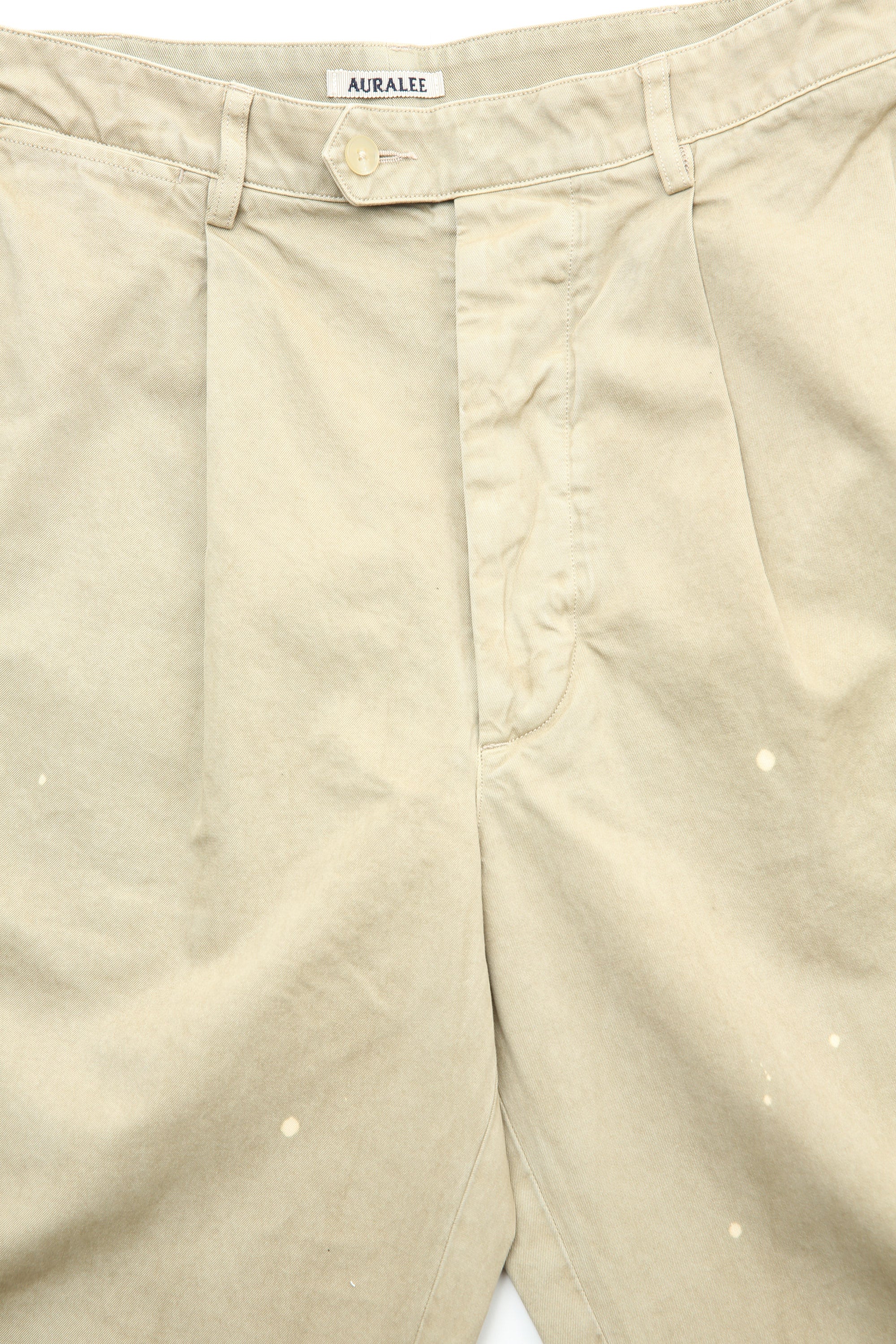 Auralee Garment-Dyed Finx Light Chino One-Tuck Wide Pants - Beige