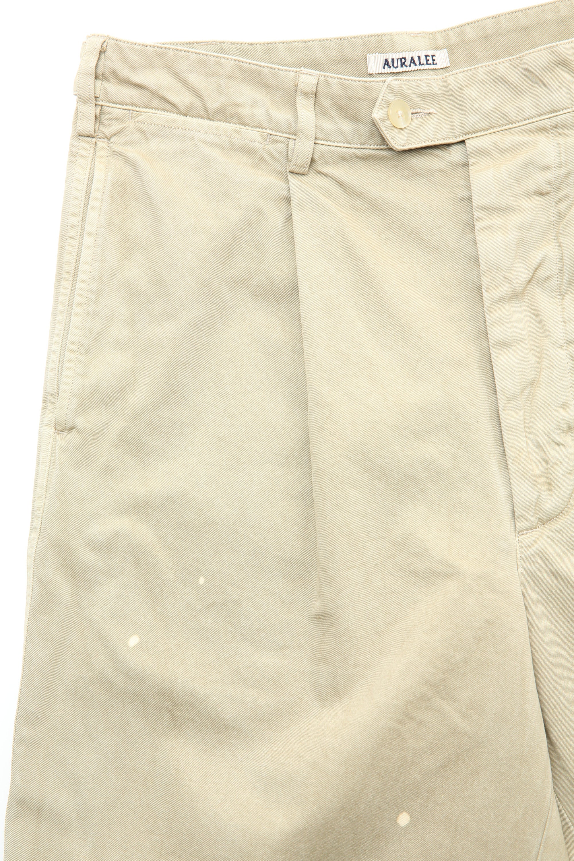 Auralee Garment-Dyed Finx Light Chino One-Tuck Wide Pants - Beige