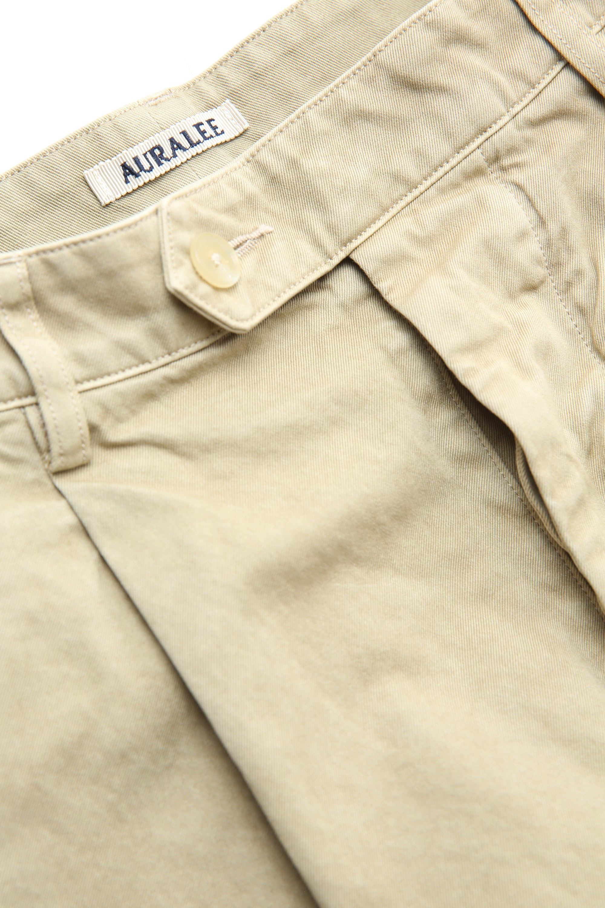 Auralee Garment-Dyed Finx Light Chino One-Tuck Wide Pants - Beige