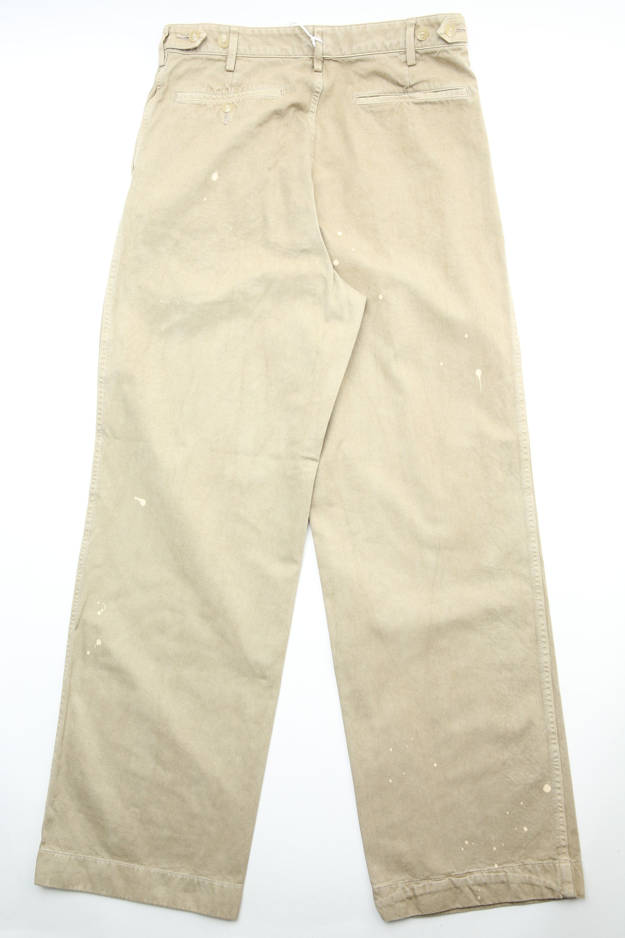 Auralee Garment-Dyed Finx Light Chino One-Tuck Wide Pants - Beige