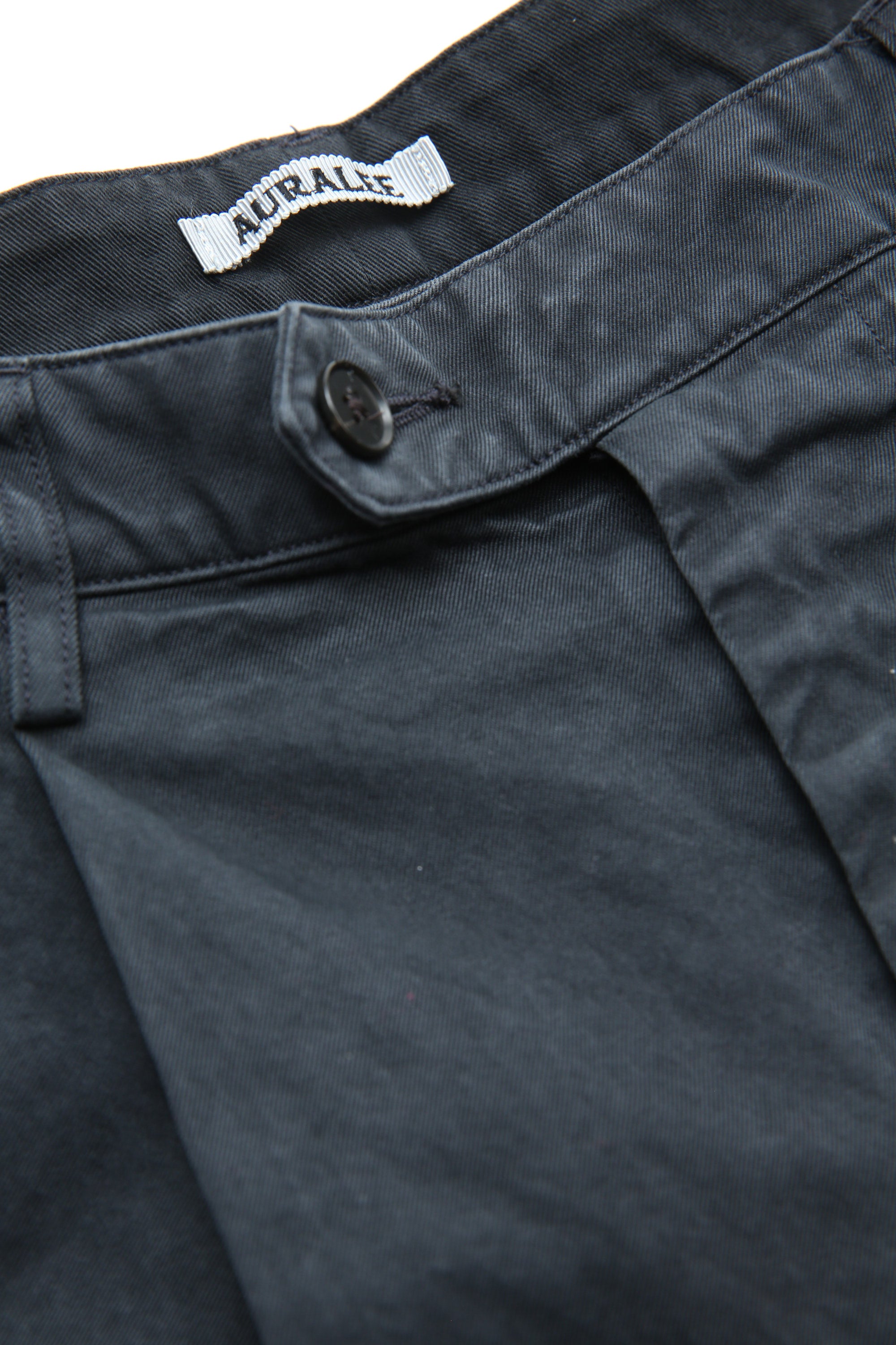 Auralee Garment-Dyed Finx Light Chino One-Tuck Wide Pants - Black