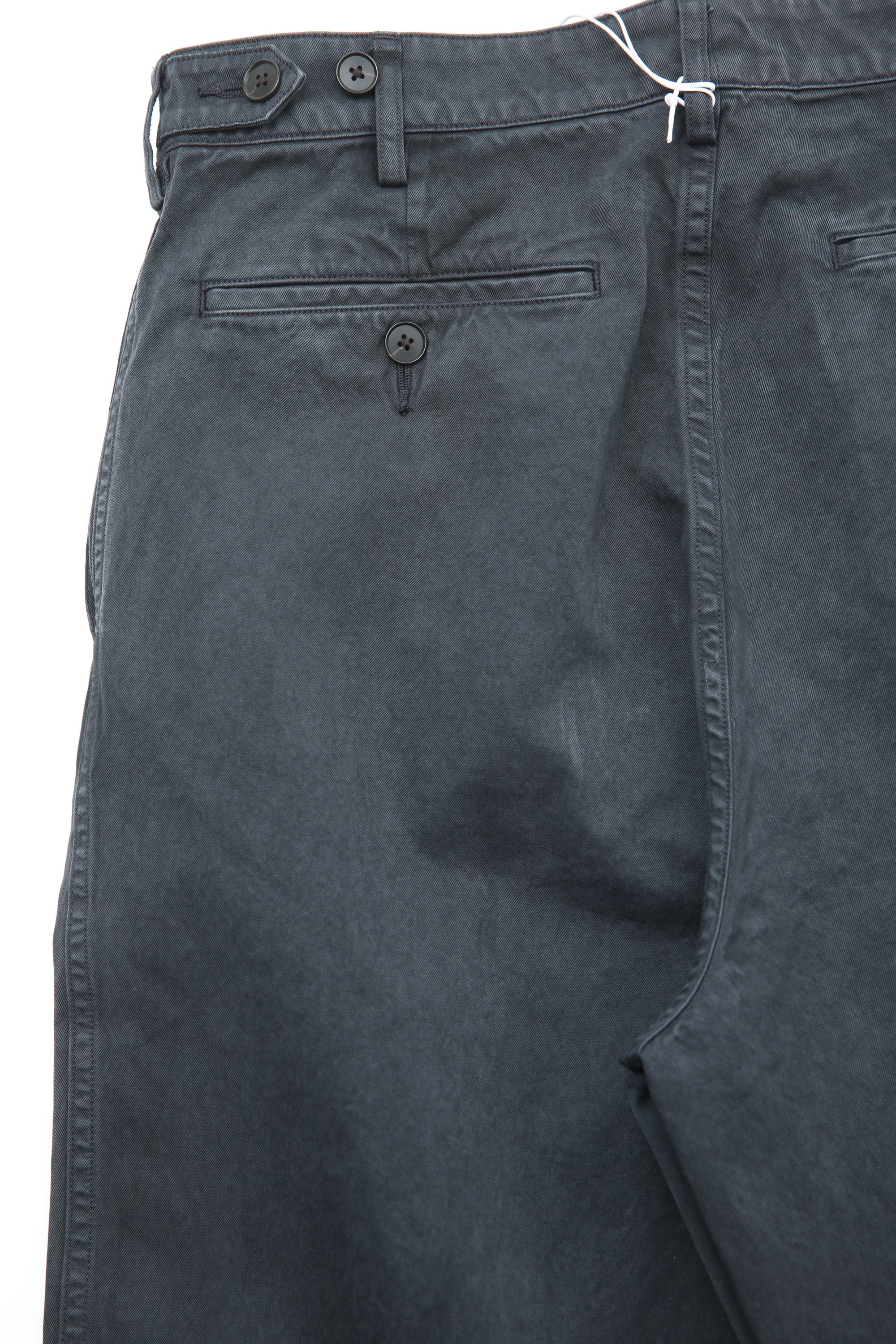 Auralee Garment-Dyed Finx Light Chino One-Tuck Wide Pants - Black