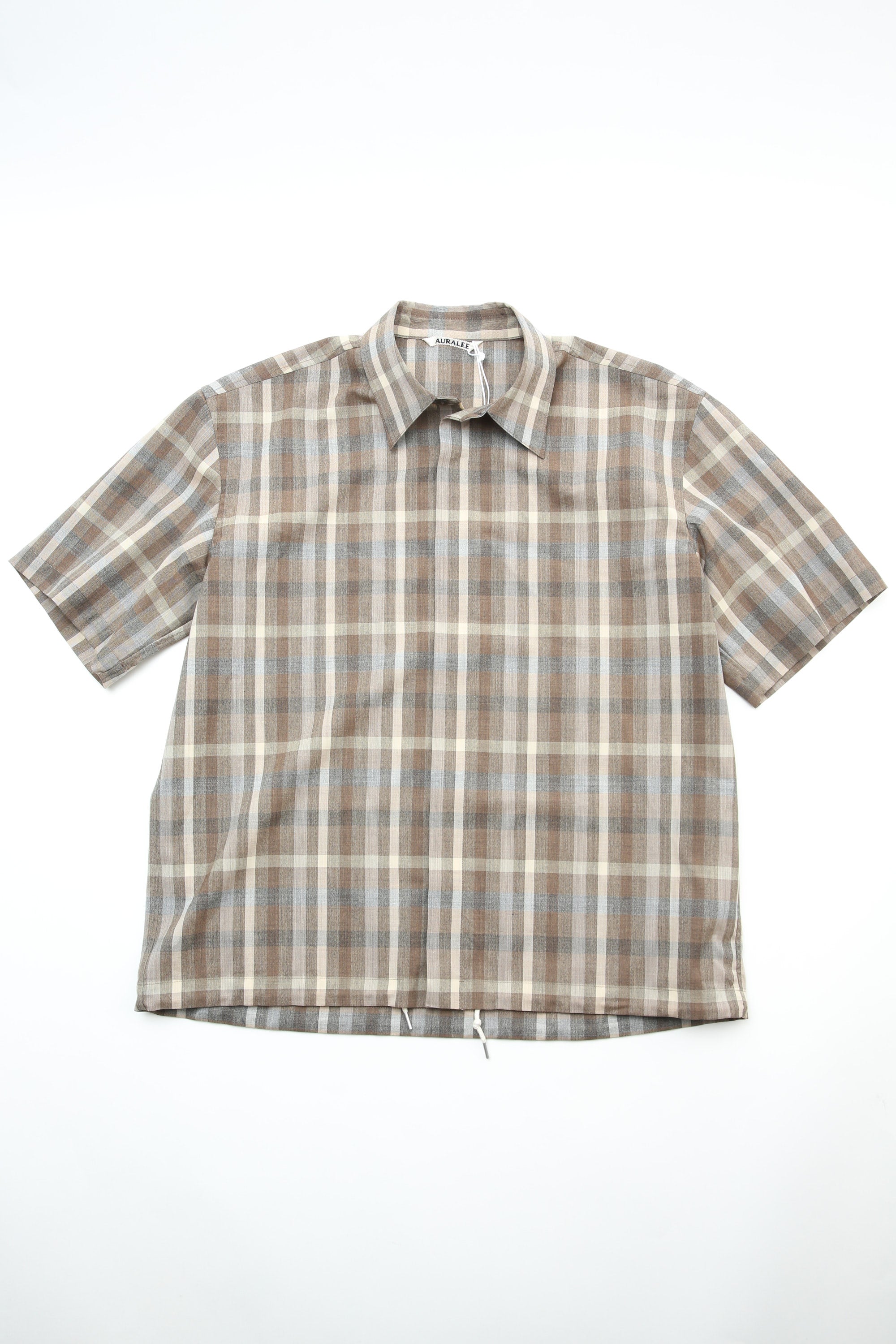 Auralee Super Fine Tropical Wool Check Half-Sleeved Shirt - Top