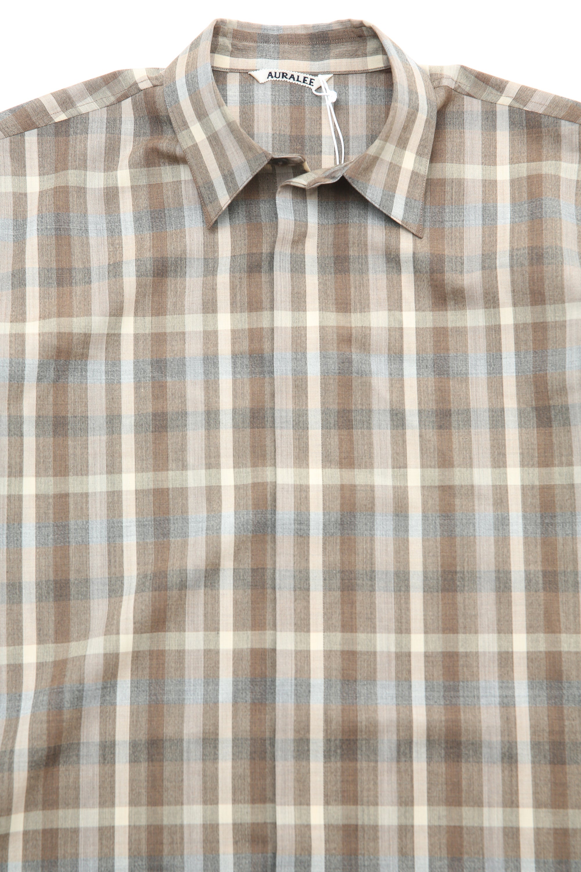 Auralee Super Fine Tropical Wool Check Half-Sleeved Shirt - Top