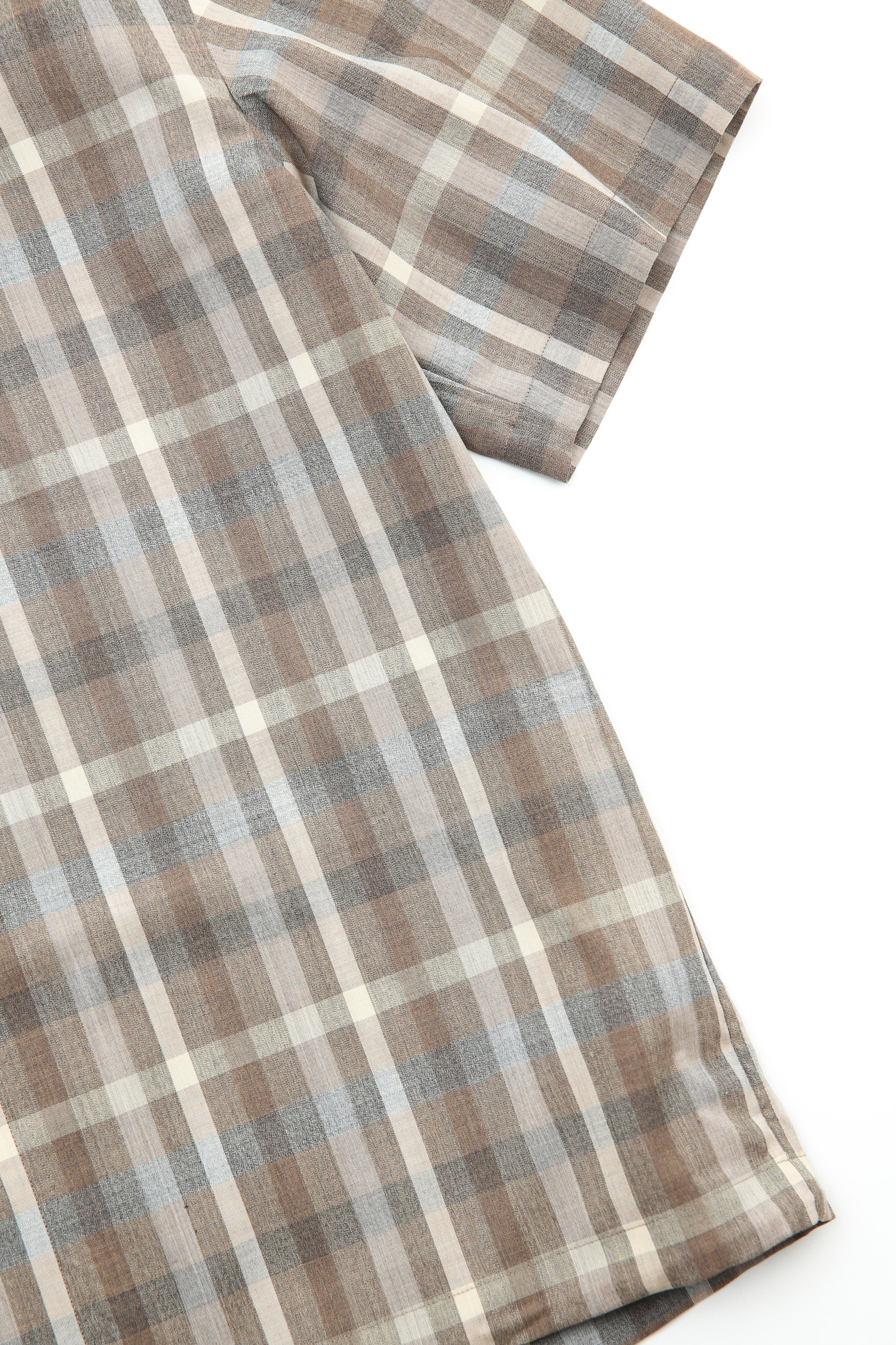 Auralee Super Fine Tropical Wool Check Half-Sleeved Shirt - Top
