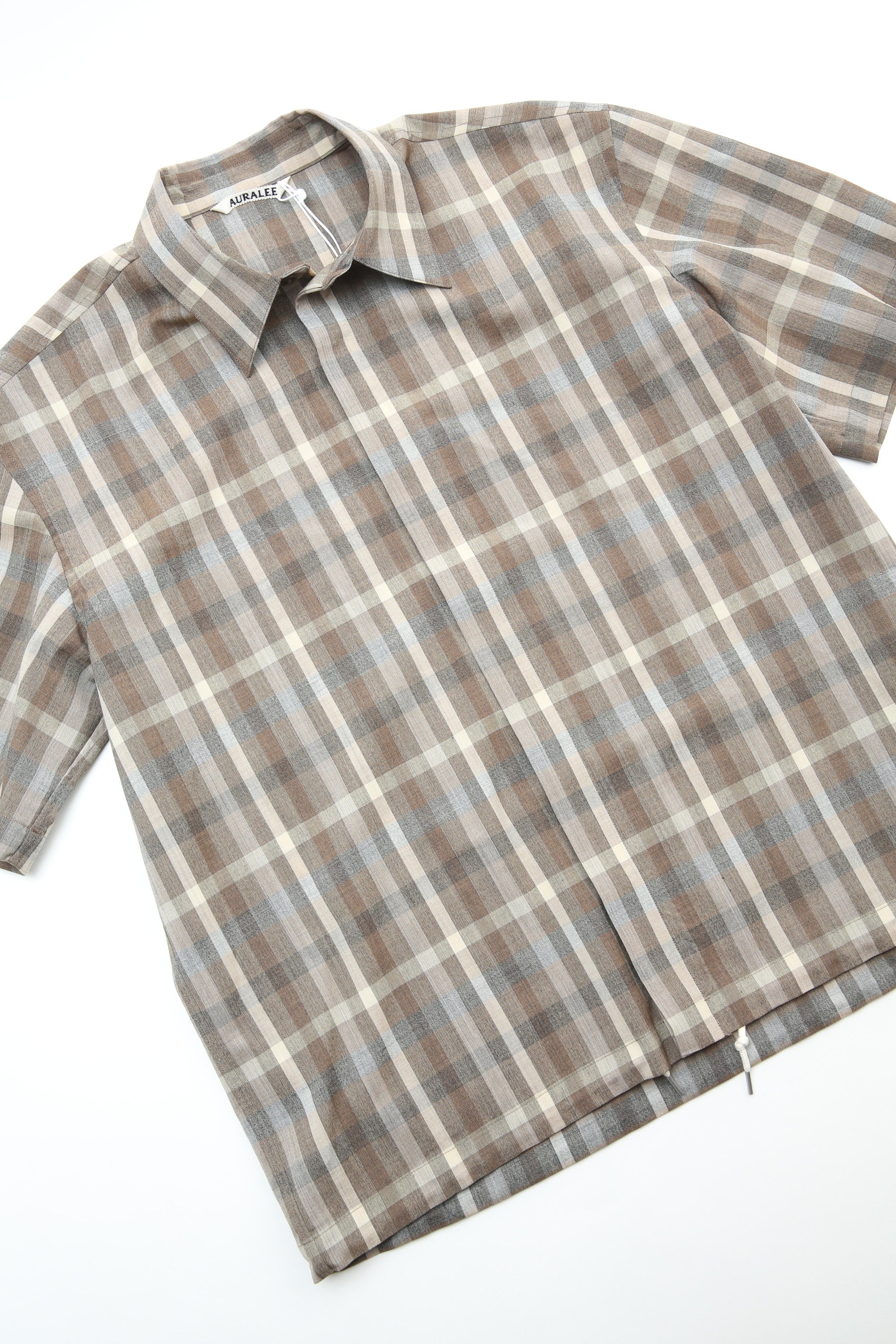 Auralee Super Fine Tropical Wool Check Half-Sleeved Shirt - Top
