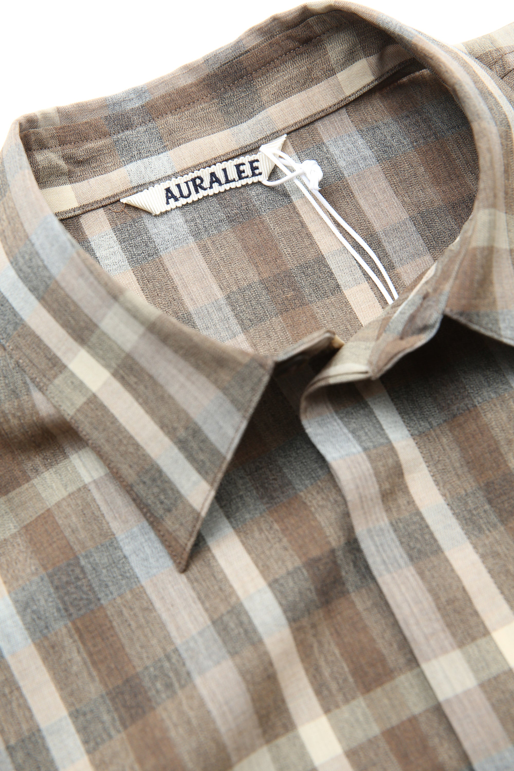 Auralee Super Fine Tropical Wool Check Half-Sleeved Shirt - Top