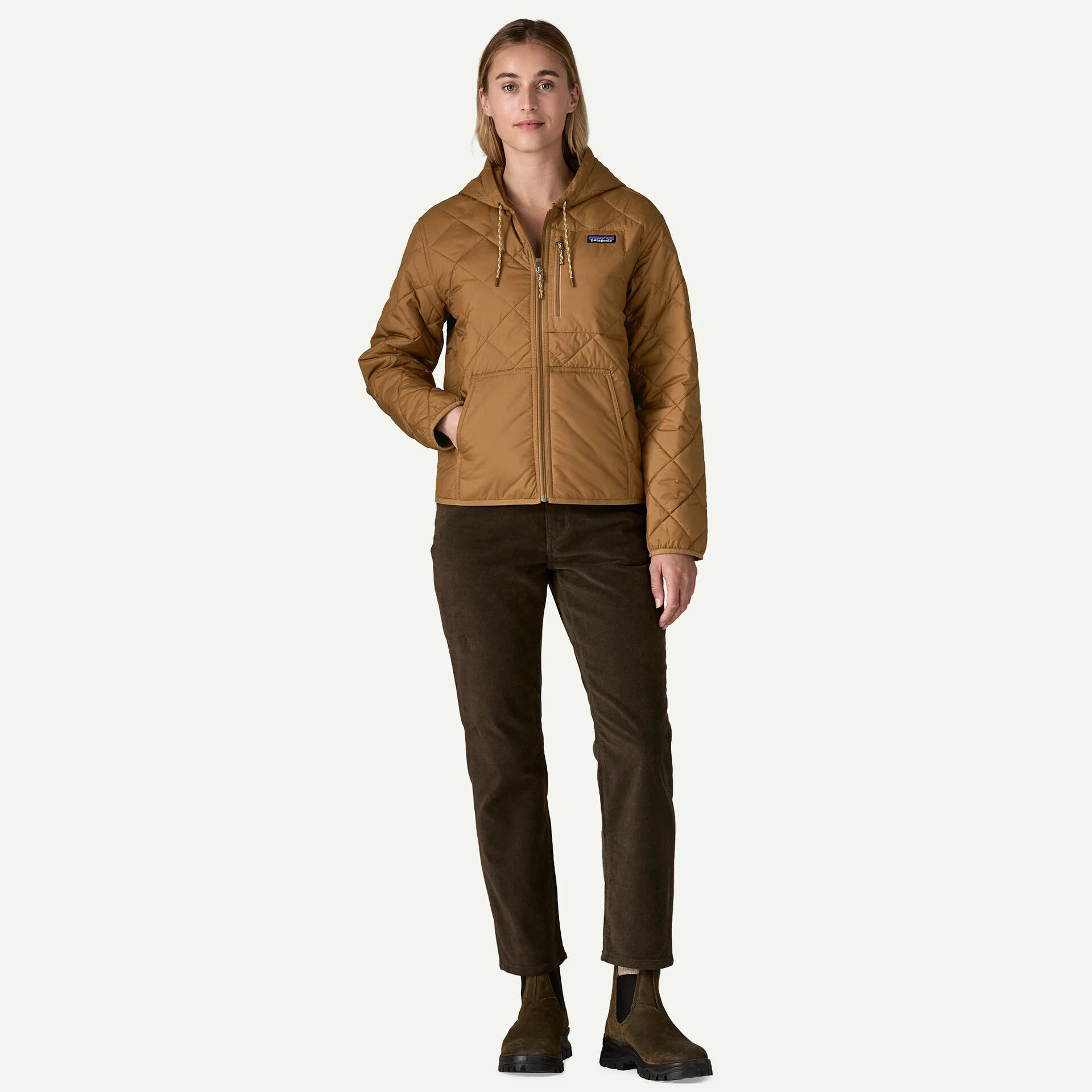Patagonia Women's Diamond Quilted Bomber Hoody - Deer Brown Patagonia Women's Diamond Quilted Bomber Hoody - Deer Brown
