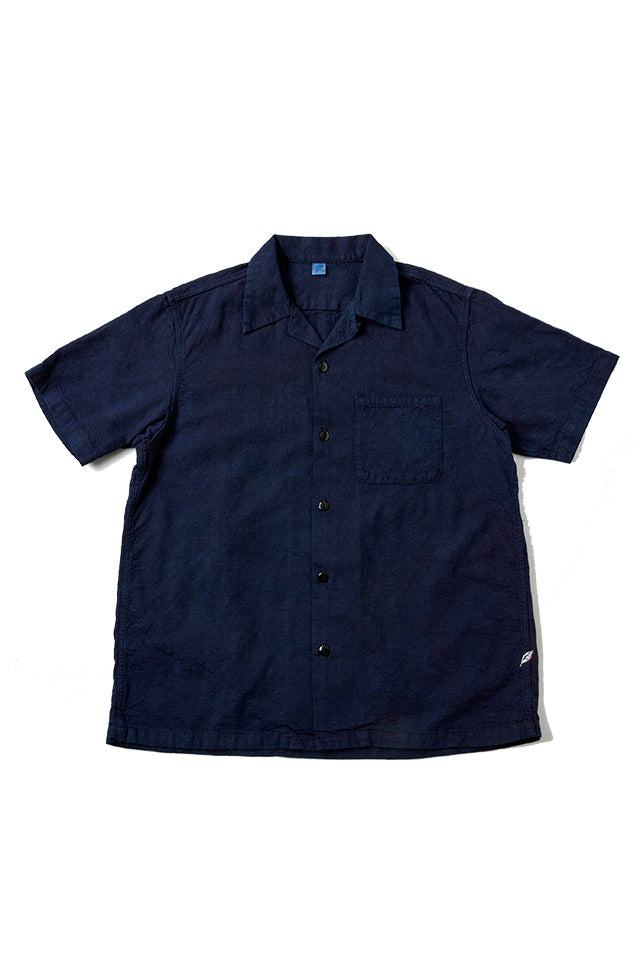 Pure Blue Japan [2241-2] Organic Cotton Jacquard Open Collar Shirt