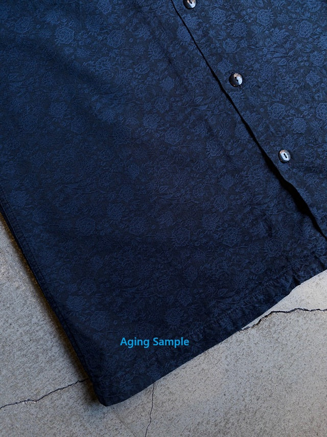 Pure Blue Japan [2241-2] Organic Cotton Jacquard Open Collar Shirt