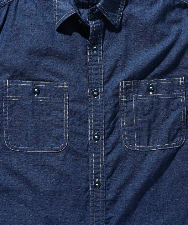 BEAMS PLUS / Indigo Chambray Work Shirt- Indigo – Totem Brand Co.