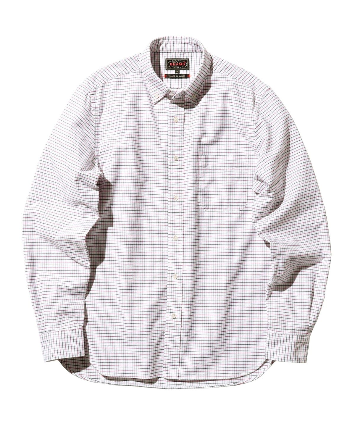 Beams Plus B.D. Oxford Tattersall - White / Red / Navy (SS26