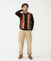 Beams Plus Wool Knit Striped Polo Shirt - Dark Brown